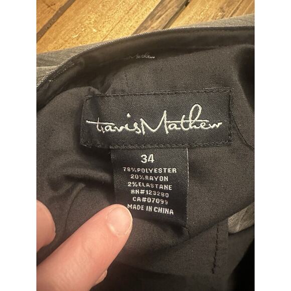 Travis Mathew Pants Performance Stretch Gray Flat Front Golf Slacks Size 34 - Picture 9 of 16